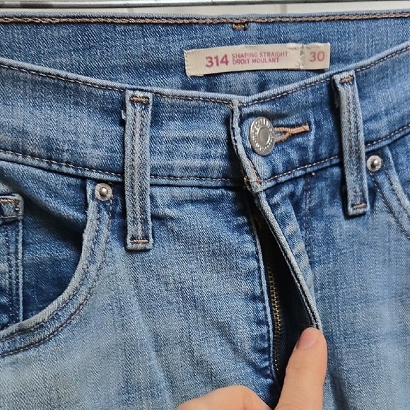 Levi's Strauss 314 Shaping Straight Classic Blue Women's Destroyed Jeans - Picture 4 of 11